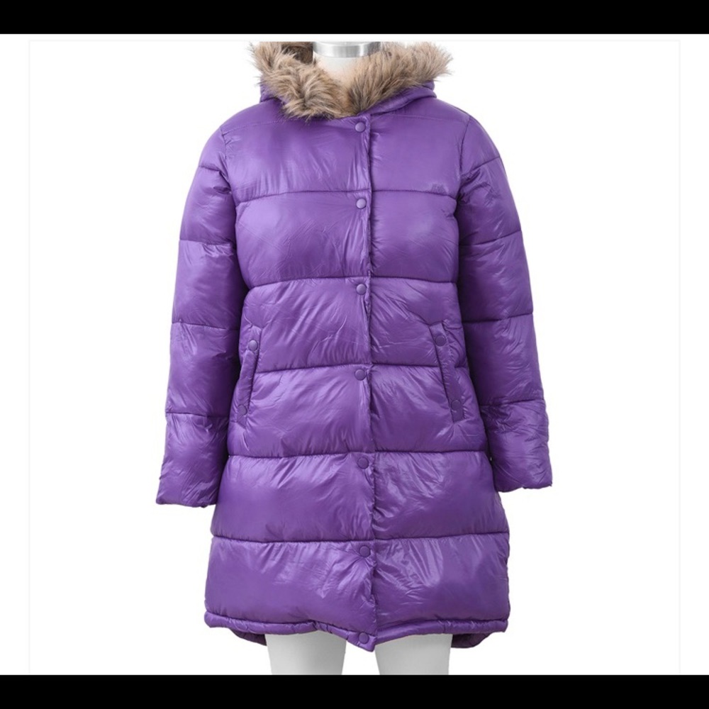 PURPLE PUFFER COAT - Picture 1 of 8